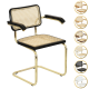 Breuer Chair Company Cesca Cane Cantilever Armchair Arm Chair w/ Brass Frame (Various Wood Finishes & Cane Colors; Made in Italy)