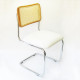 Breuer Chair Company Cesca Chair in Chrome with White Cushion Seat and Cane Back in Honey
