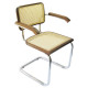Breuer Chair Company Cesca Cane Arm Chair in Chrome and Walnut