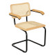 Marcel Breuer B64 Bauhaus Cesca Cane Cantilever Armchair Arm Chair w/ Black-Coated Steel Frame Natural Wood & Natural Cane