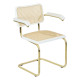 Marcel Breuer B64 Bauhaus Cesca Cane Cantilever Armchair Arm Chair w/ Brass-Plated Steel Frame White Wood & Natural Cane