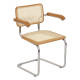 Marcel Breuer B64 Bauhaus Cesca Cane Cantilever Armchair Arm Chair w/ Chrome-Plated Steel Frame Honey Oak Wood & Natural Cane