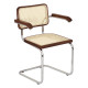 Marcel Breuer B64 Bauhaus Cesca Cane Cantilever Armchair Arm Chair w/ Chrome-Plated Steel Frame Walnut Wood & Natural Cane
