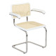 Marcel Breuer B64 Bauhaus Cesca Cane Cantilever Armchair Arm Chair w/ Chrome-Plated Steel Frame White Wood & Natural Cane