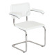 Marcel Breuer B64 Bauhaus Cesca Cane Cantilever Armchair Arm Chair w/ Chrome-Plated Steel Frame White Wood & White Cane