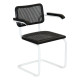 Marcel Breuer B64 Bauhaus Cesca Cane Cantilever Armchair Arm Chair w/ White-Coated Steel Frame Black Wood & Black Cane