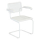 Marcel Breuer B64 Bauhaus Cesca Cane Cantilever Armchair Arm Chair w/ White-Coated Steel Frame White Wood & White Cane