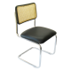 Breuer Chair Company Cesca Side Chair in Chrome with Black Cushioned Seat and Cane Back in Black