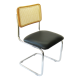 Breuer Chair Company Cesca Side Chair in Chrome with Black Cushioned Seat and Cane Back in Honey Oak