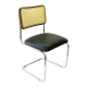 Breuer Chair Company Cesca Side Chair in Chrome with Black Cushioned Seat and Cane Back in Walnut