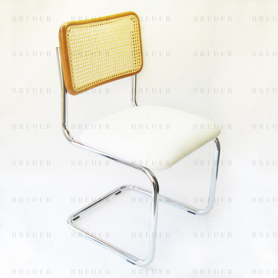 White　Cushion　Breuer　Chair　Cane　Honey　Back　in　Company　Cesca　Chrome　Seat　Chair　and　in　with