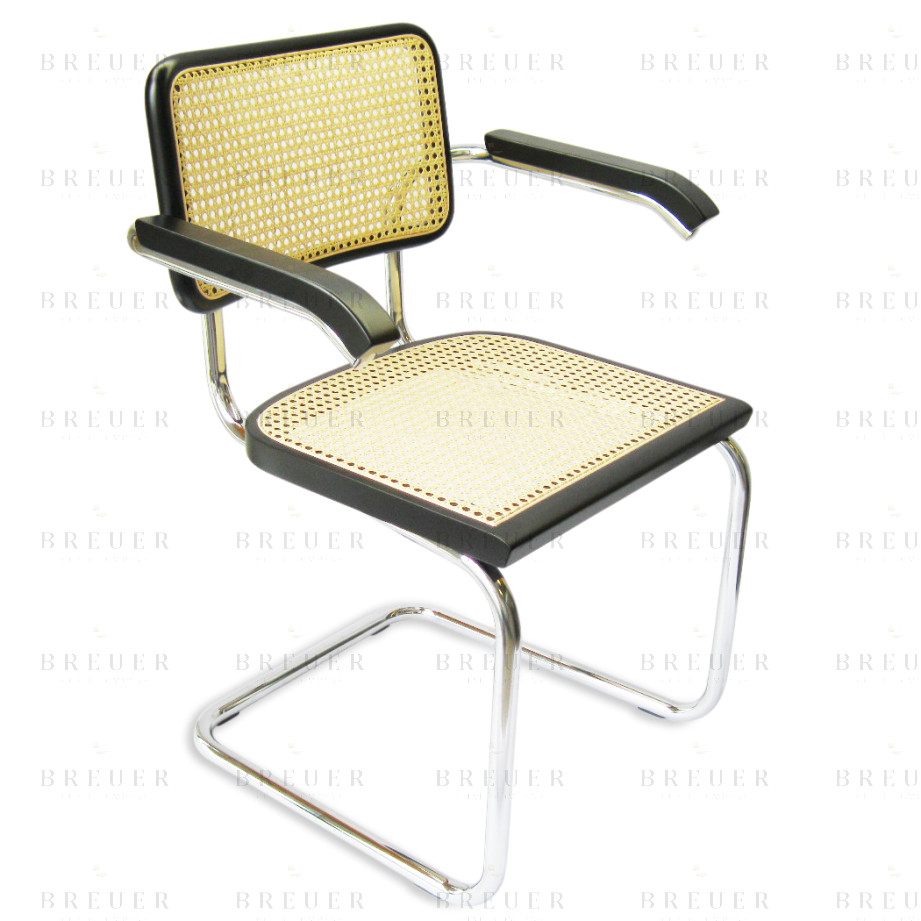 Breuer Chair Company Cesca Cane Arm Chair Armchair in Chrome