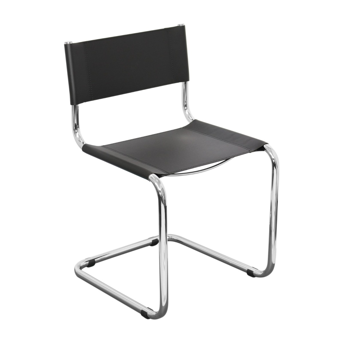Breuer Chair Company Mart Stam Italia Cantilever Side Chair in Chrome and Black Faux Leather