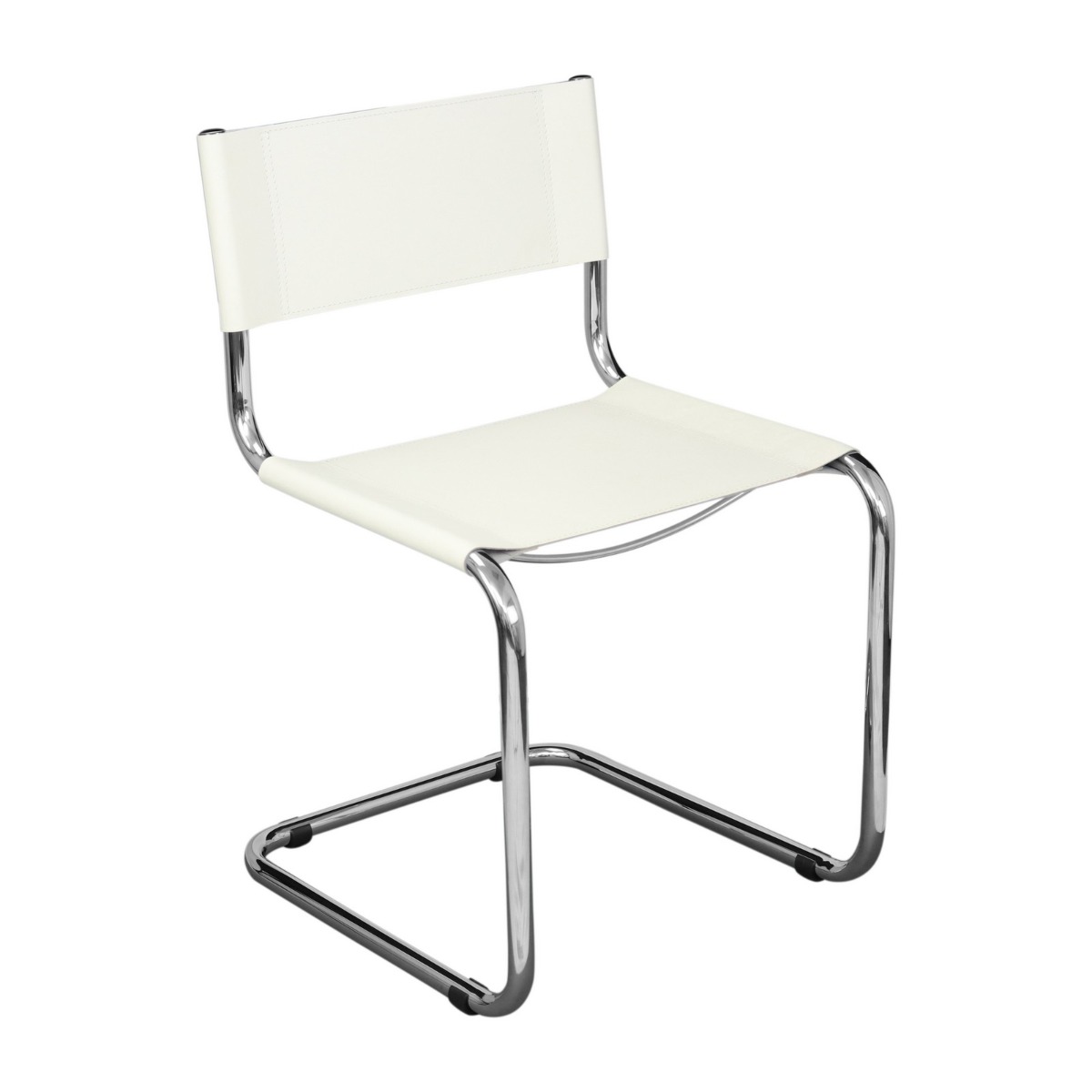 Breuer Chair Company Mart Stam Italia Cantilever Side Chair in Chrome and White Faux Leather